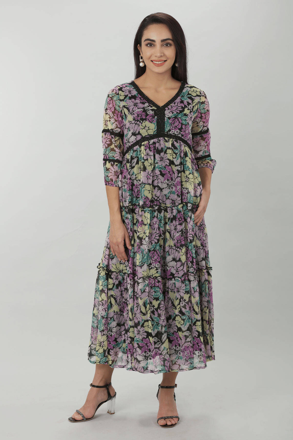 Purple Chiffon Dress For Women