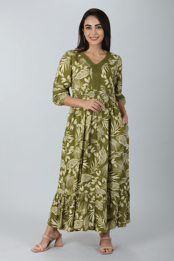 Olive Green Dress Maxi For Women