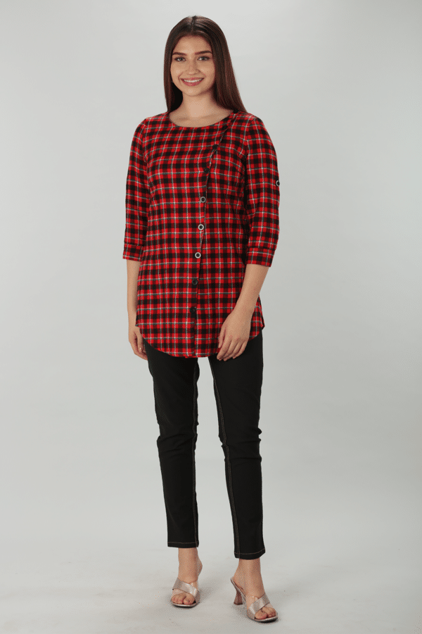 Checks Red Top For Women