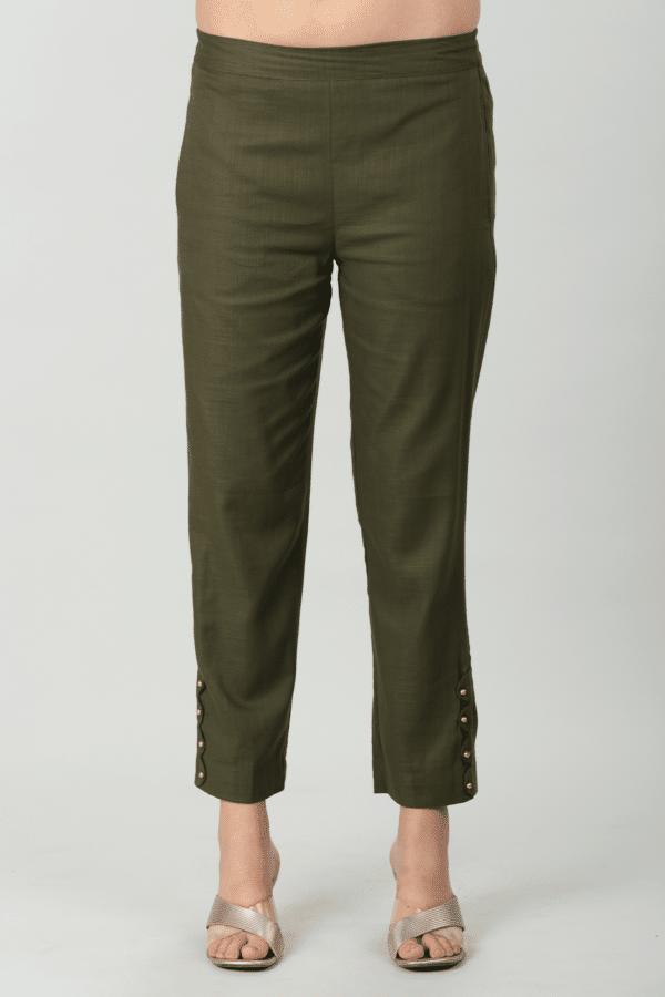 Charcoal Olive Palazzo Pants For Ladies
