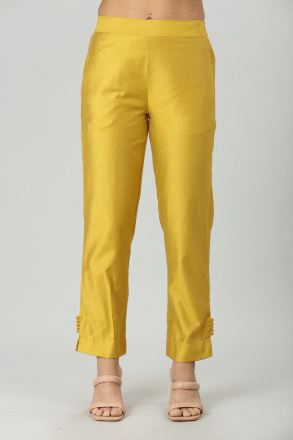 Solid Yellow Palazzo Pants For Woman