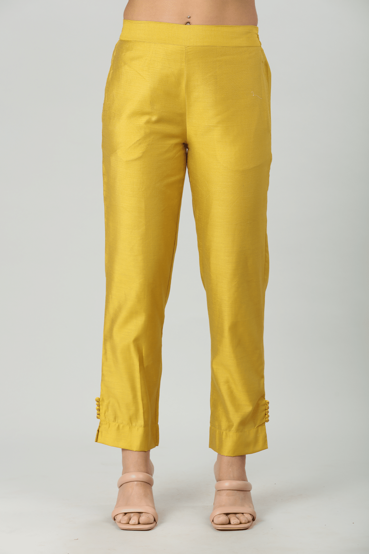 Solid Yellow Palazzo Pants For Woman
