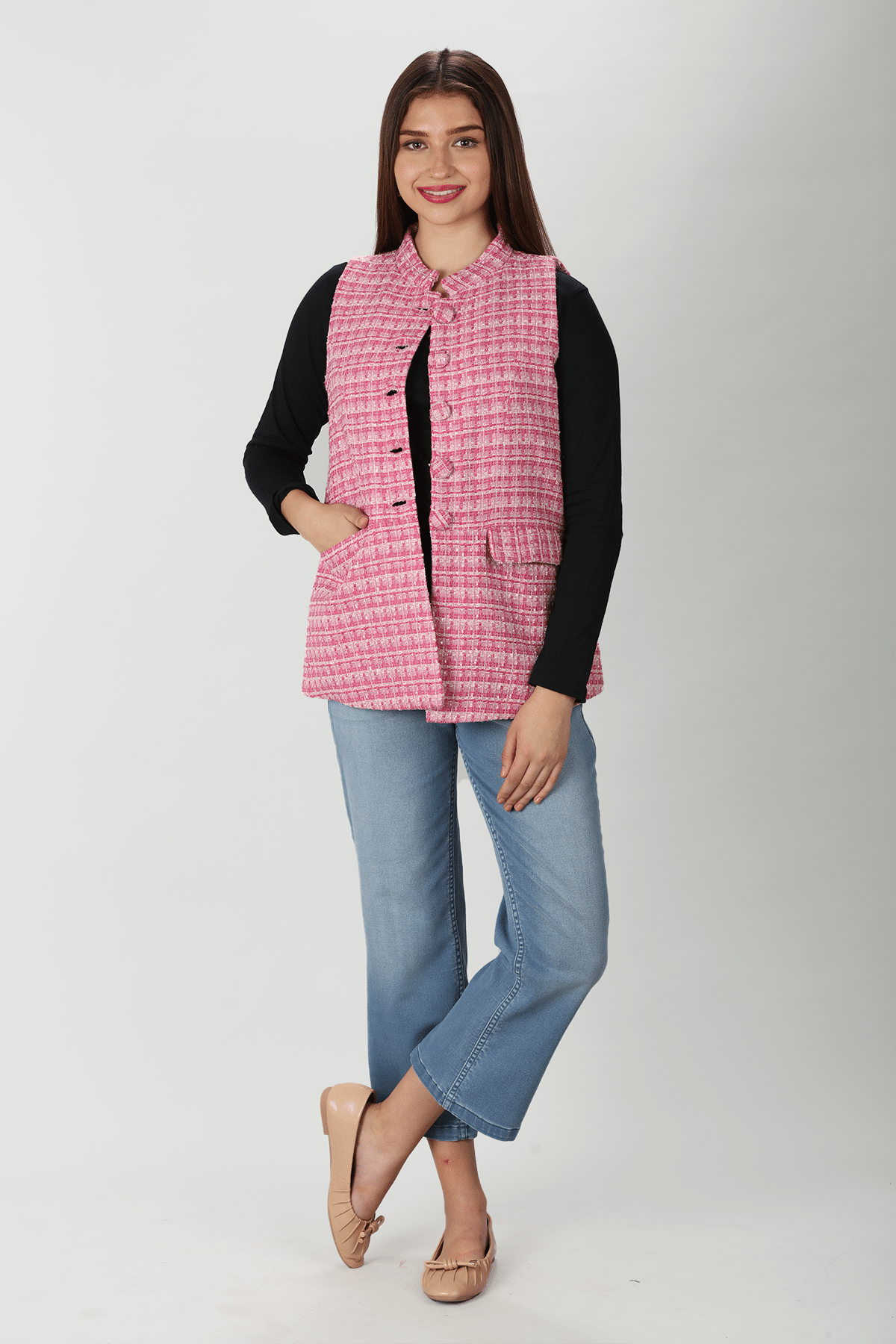 Pink Sleeveless Jacket Women