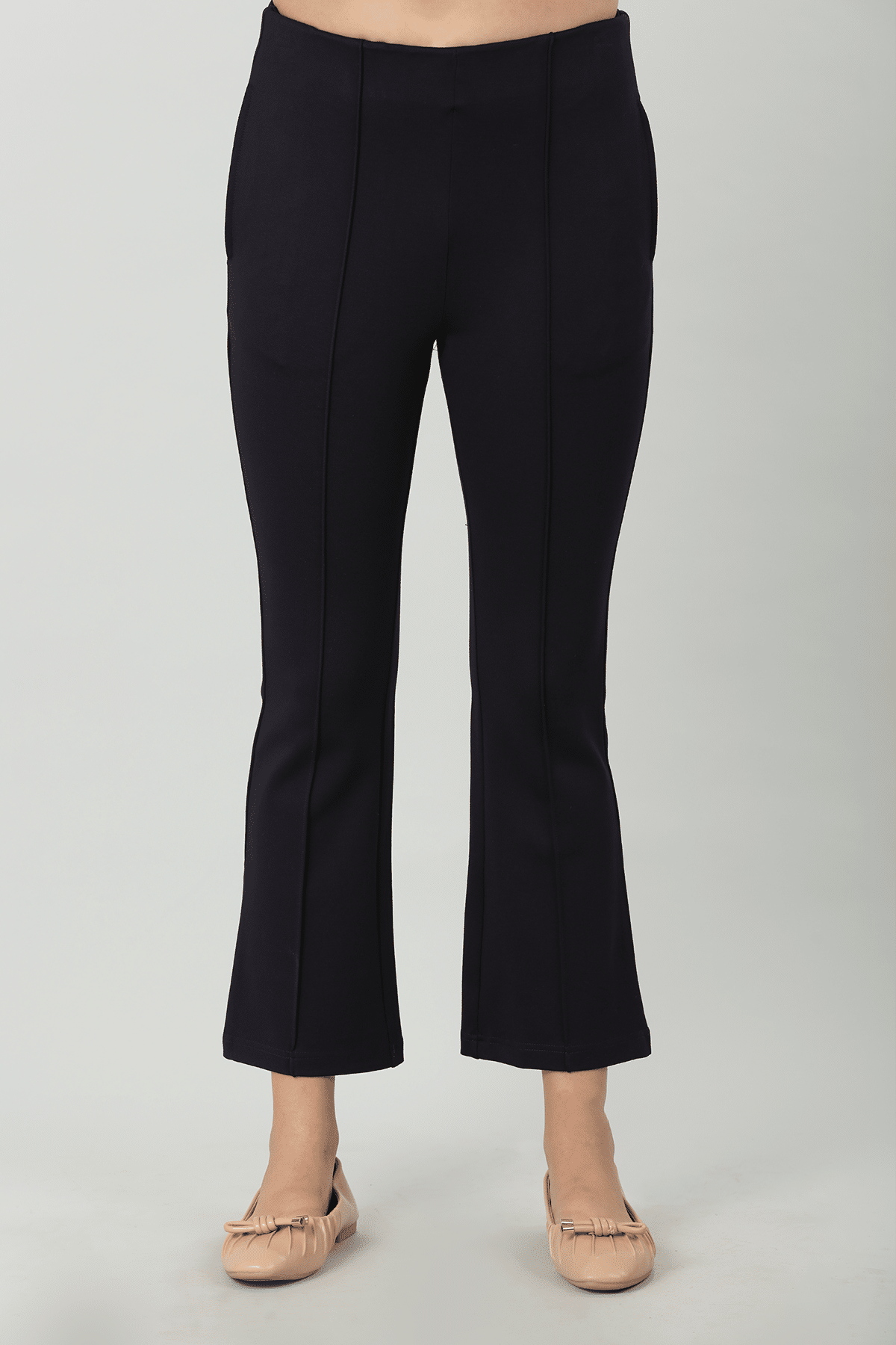 Charcoal Black Solid Pants For Ladies