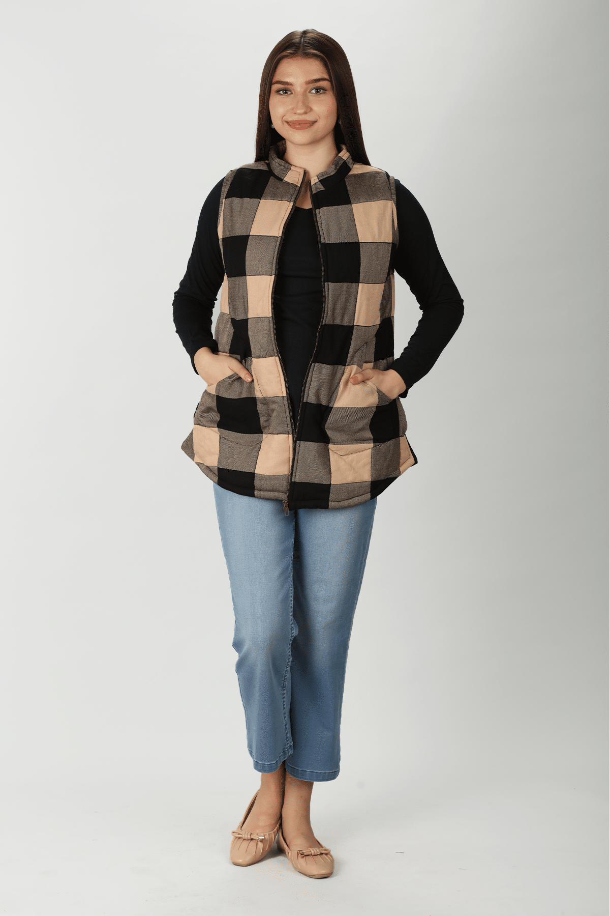 Brown Sleeveless Jacket Women
