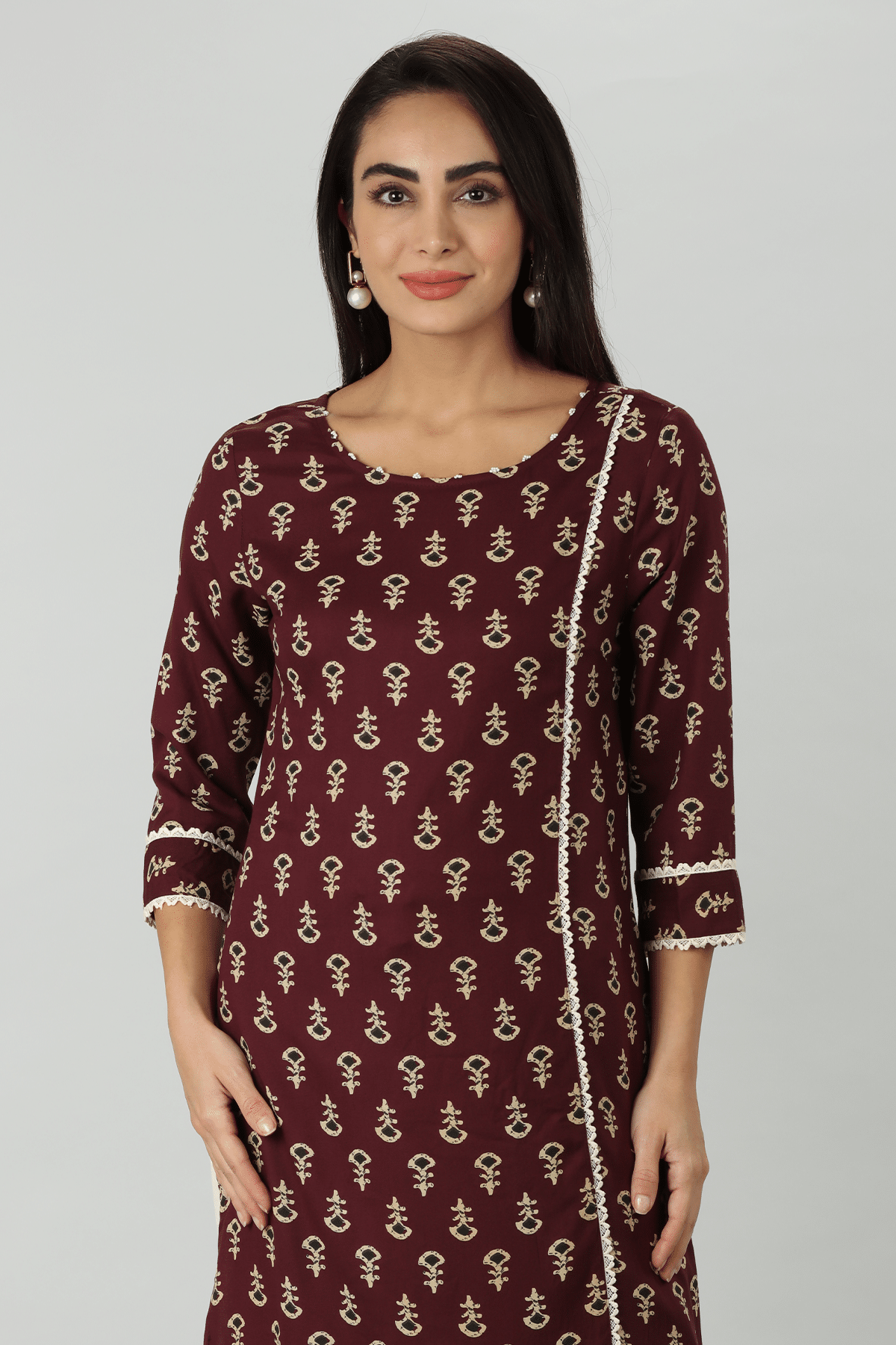 Printed Brown Kurtis For Women