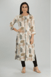 Printed Beige Kurta Women