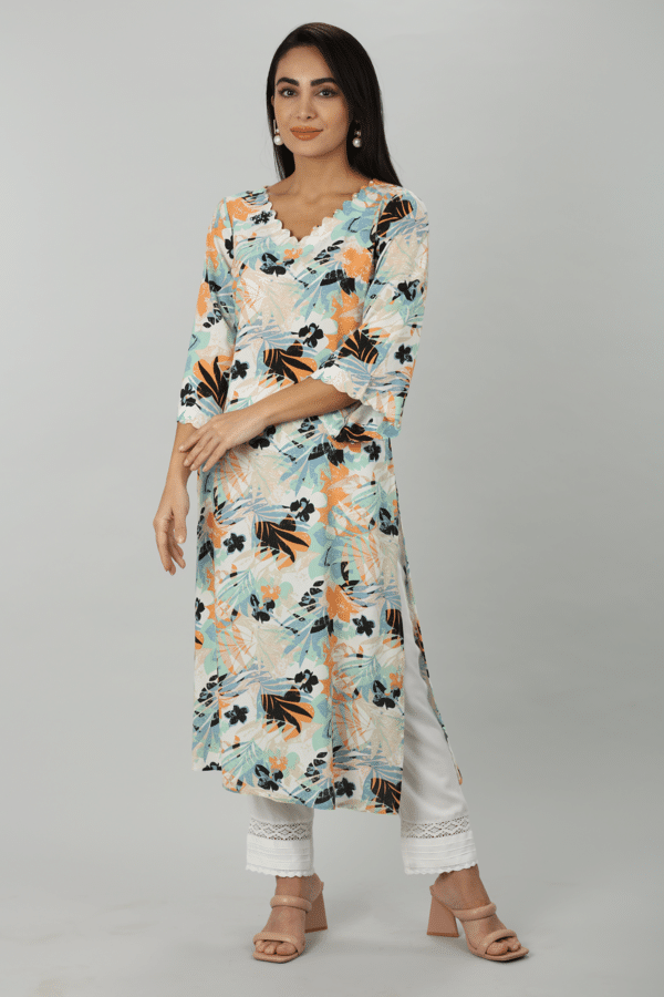 Printed Blue Kurta For Women