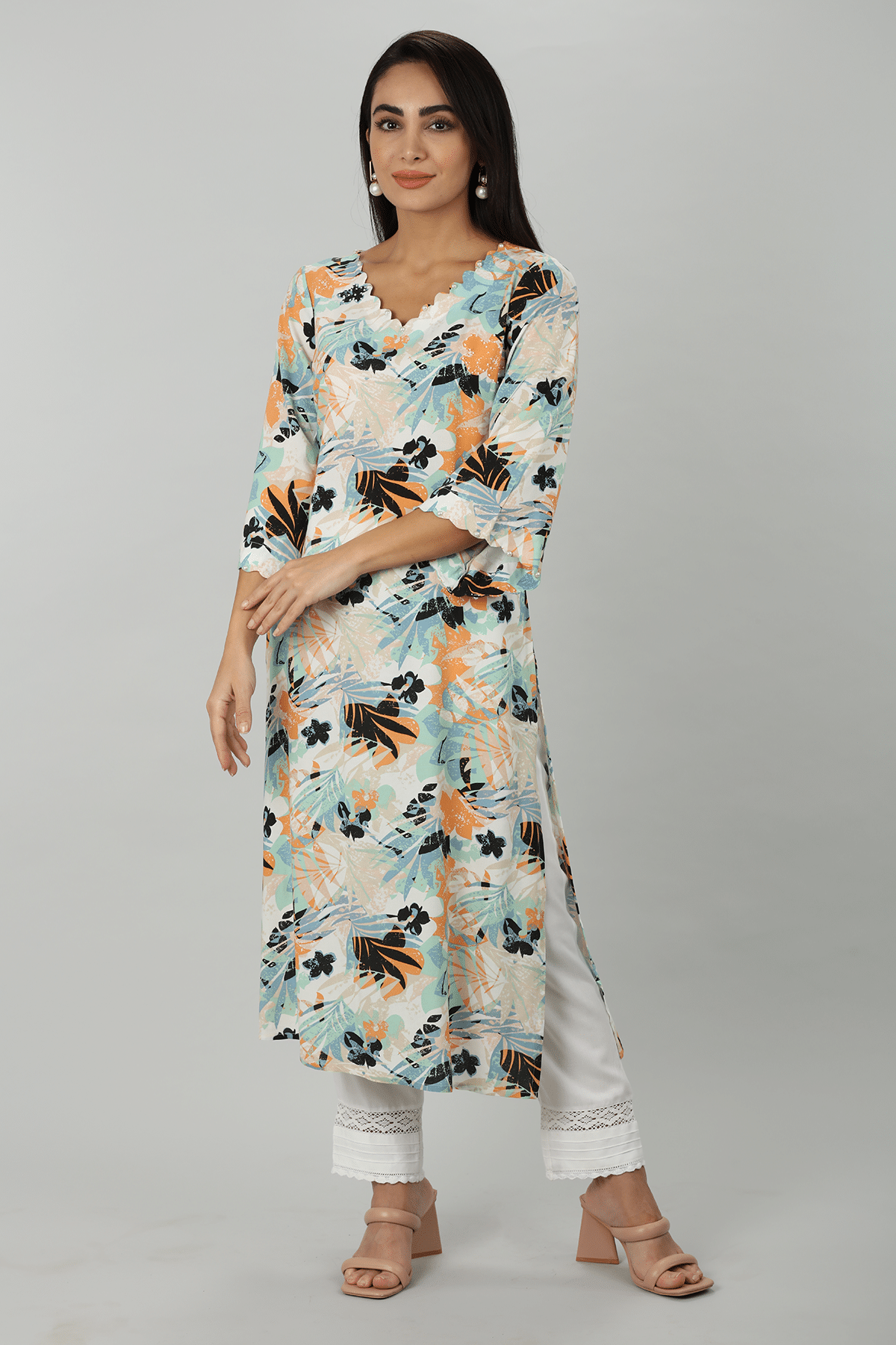 Printed Blue Kurta For Women