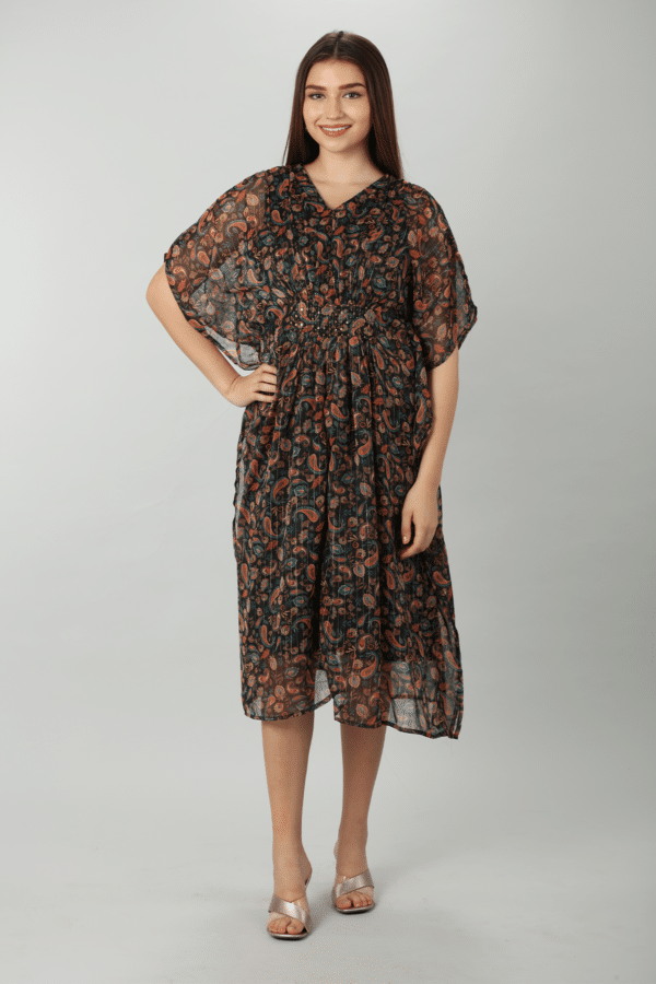Printed Brown Kaftan Dress