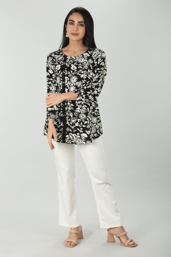 White Printed Floral Top Women
