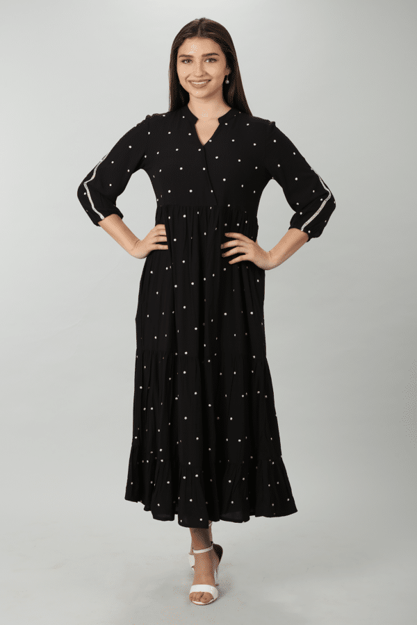 Polka Dot Dress Black For Women