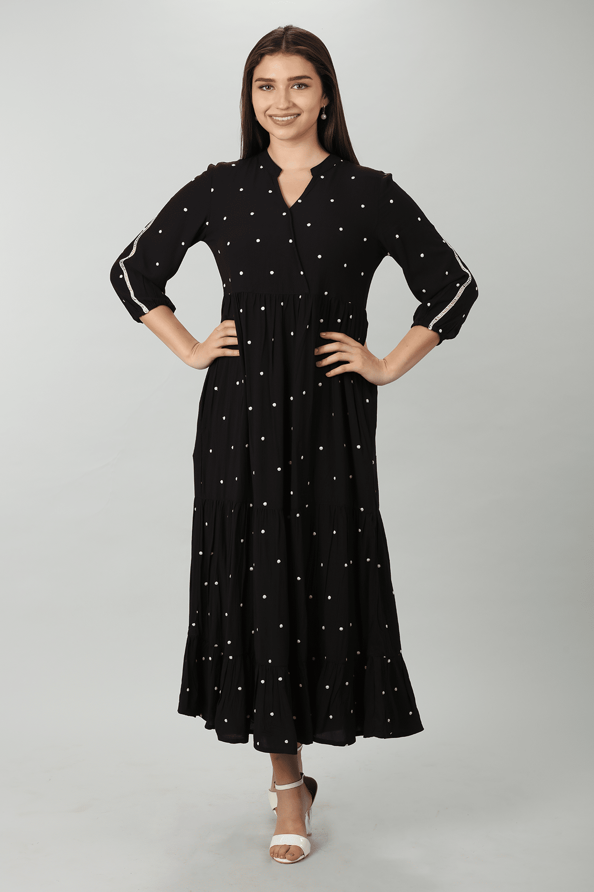 Polka Dot Dress Black For Women