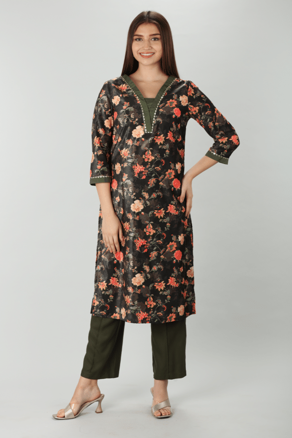 Dark Charcoal Kurta For Woman