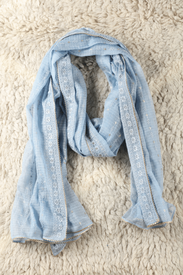 Embellished Blue Dupatta For Women