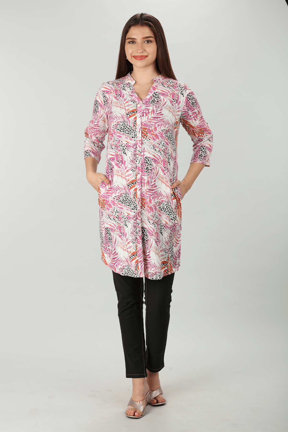 Printed Pink Shirt Women
