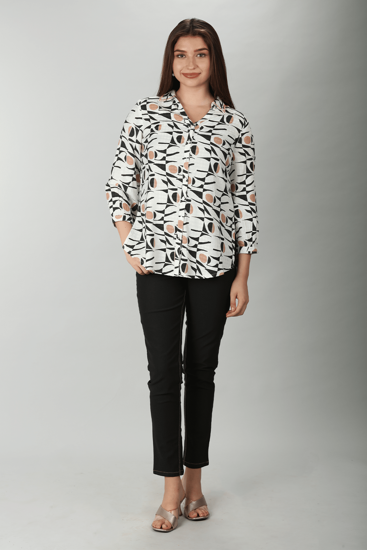 Dobby Grey Shirt For Women