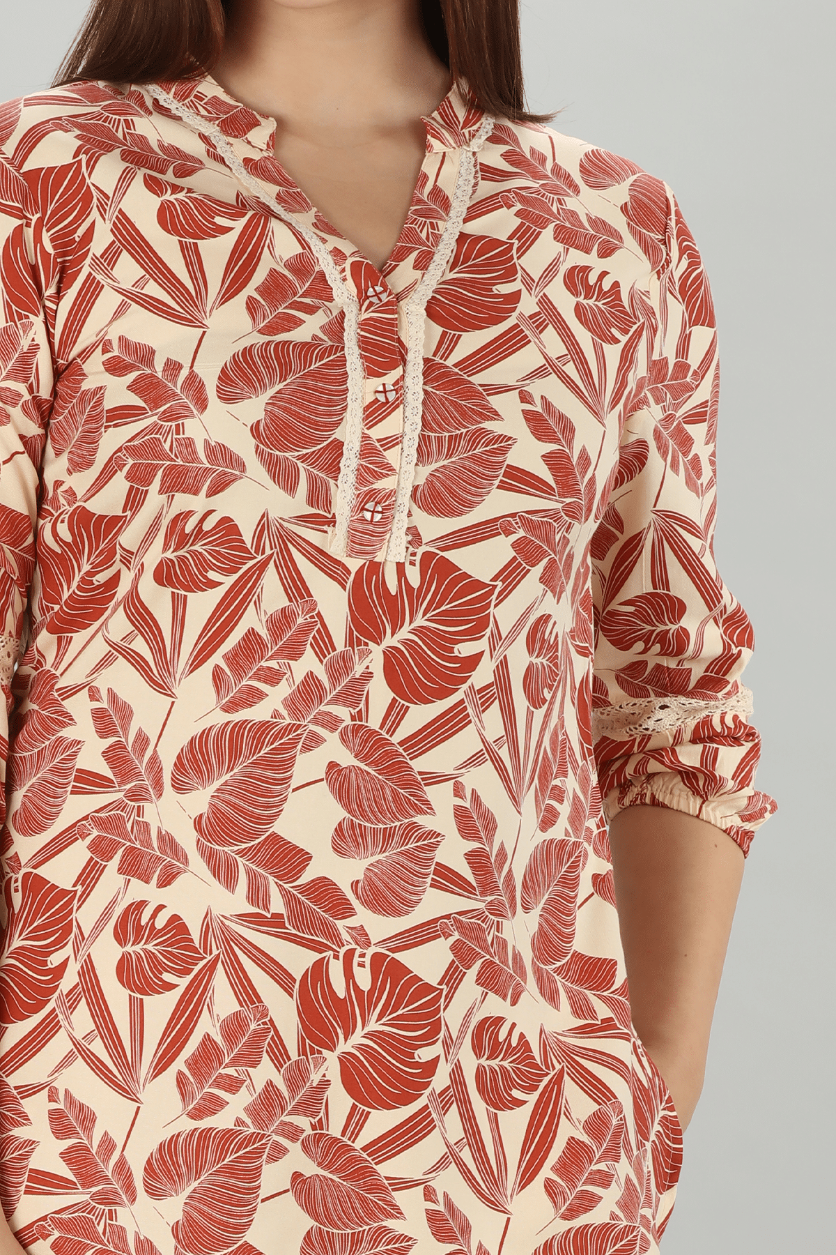 Printed Orange Co Ord Top For Woman