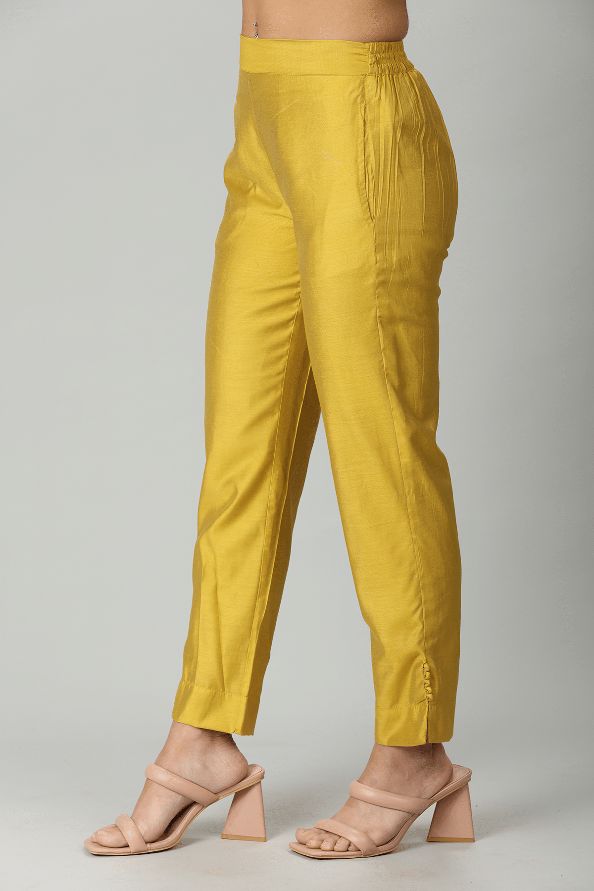 Solid Yellow Palazzo Pants For Woman
