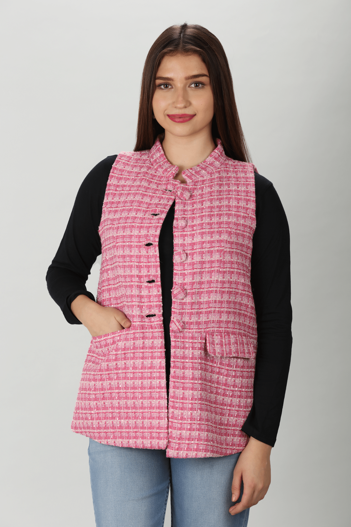 Pink Sleeveless Jacket Women