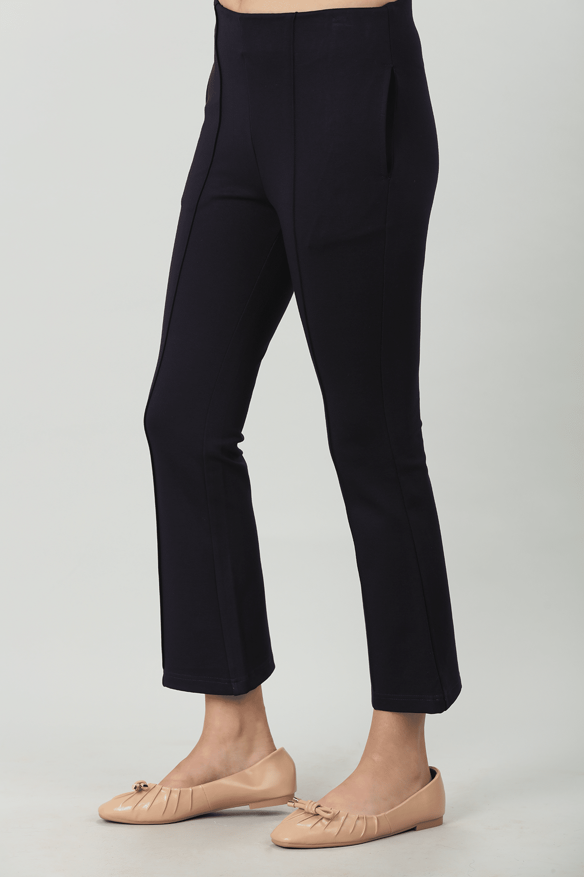 Charcoal Black Solid Pants For Ladies