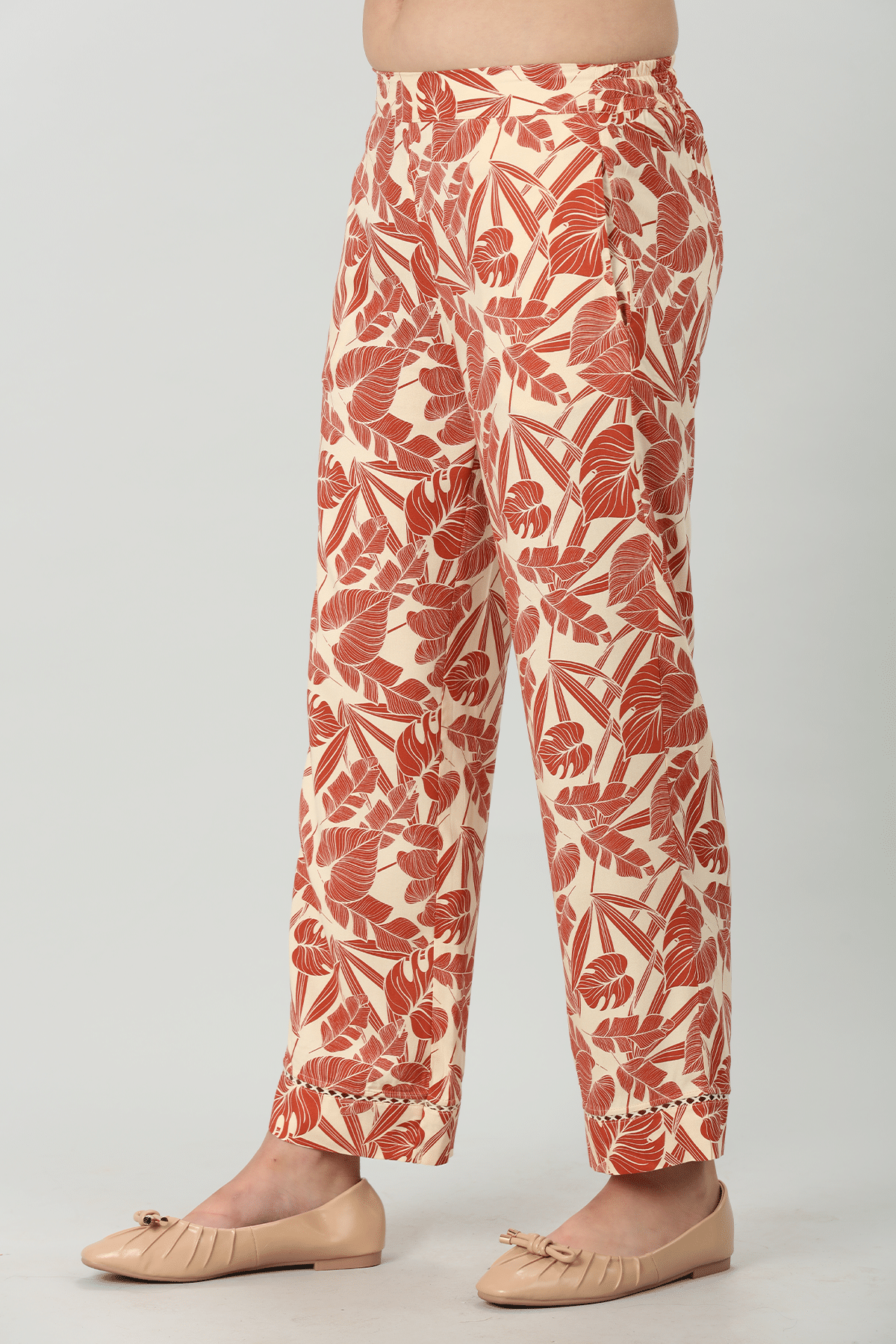 Printed Orange Co Ord Pant For Woman