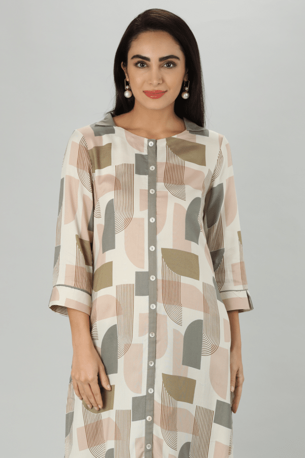 Printed Beige Kurta Women