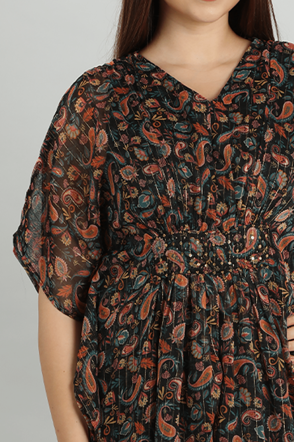 Printed Brown Kaftan Dress