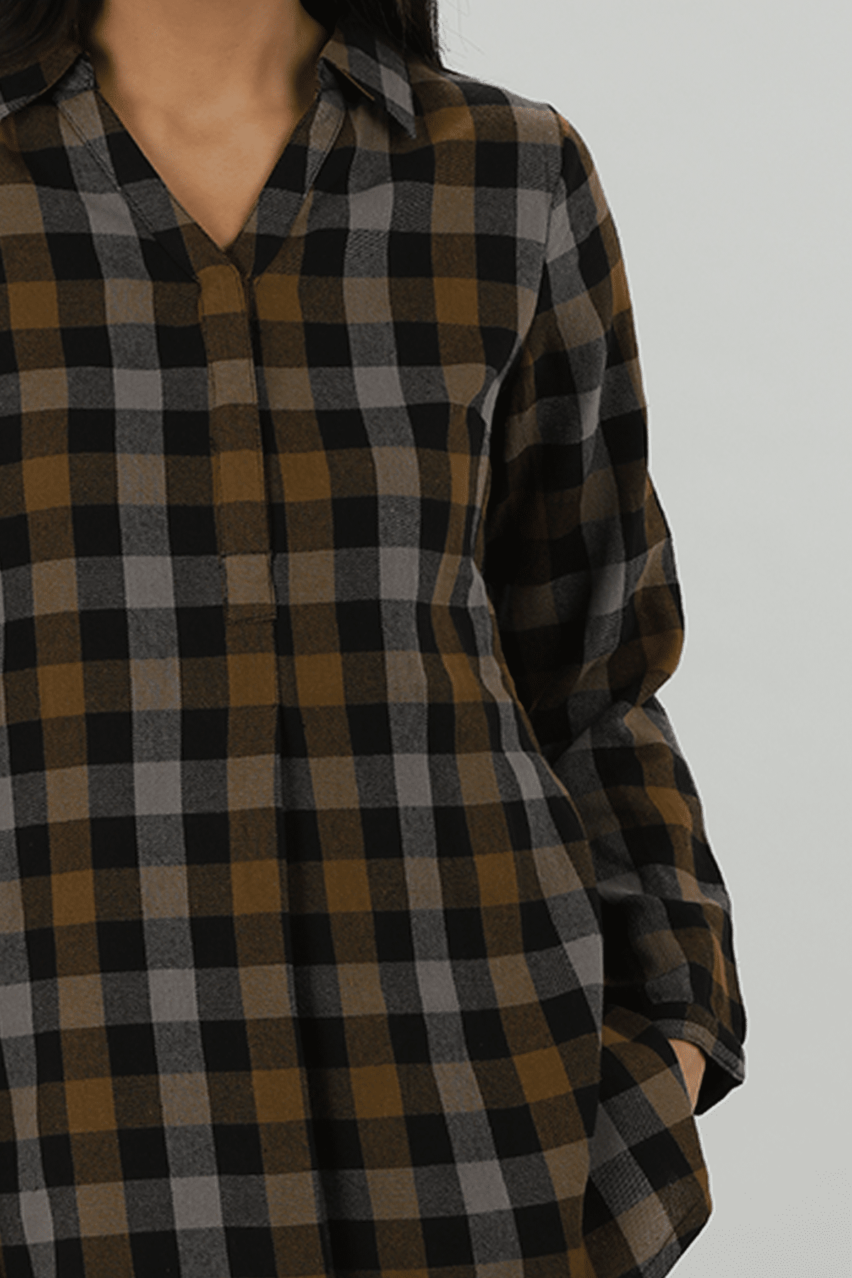 Brown Checks Shirt Women