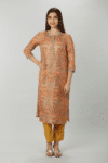 Embroidered Orange Pashmina Kurti For Women