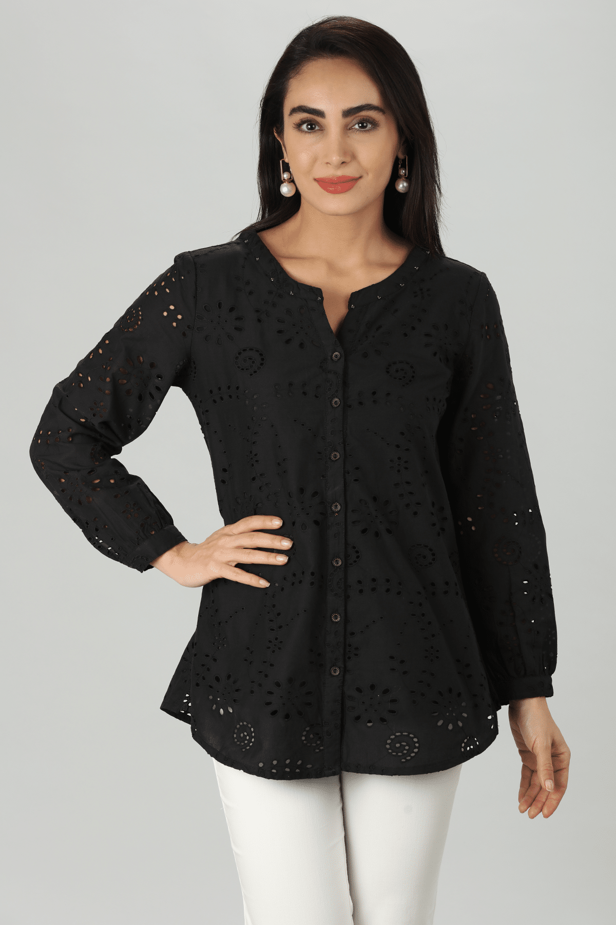 Black Embroidered Top Online
