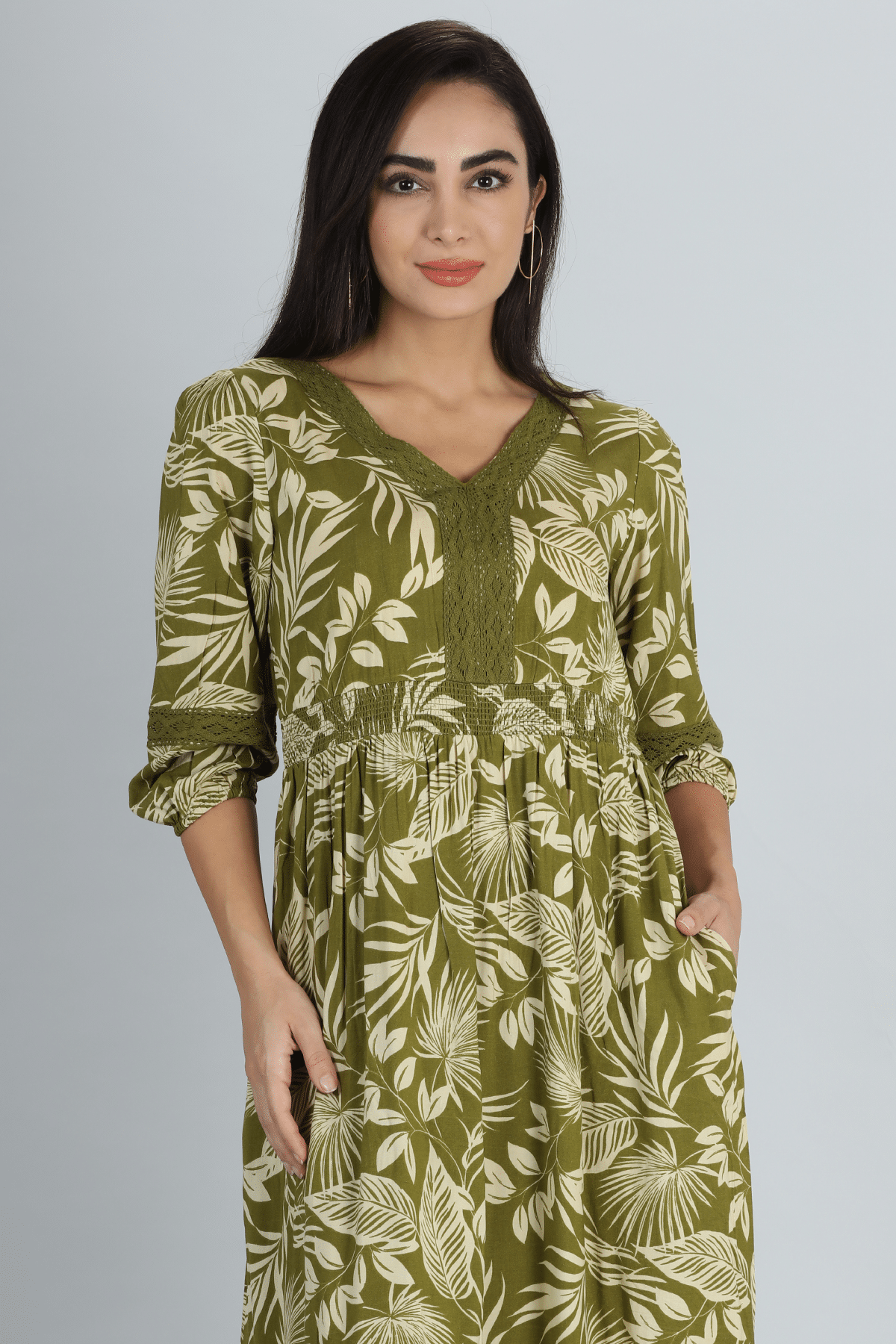 Olive Green Dress Maxi For Women