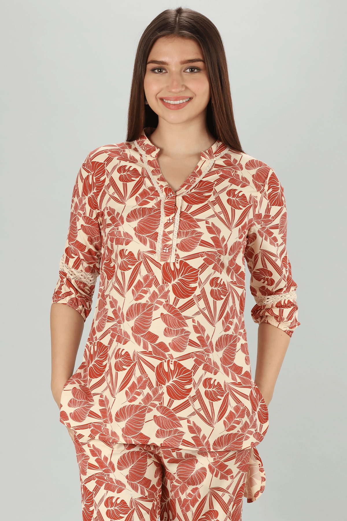 Printed Orange Co Ord Top For Woman