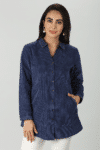 Navy Blue Womens Corduroy Shirt