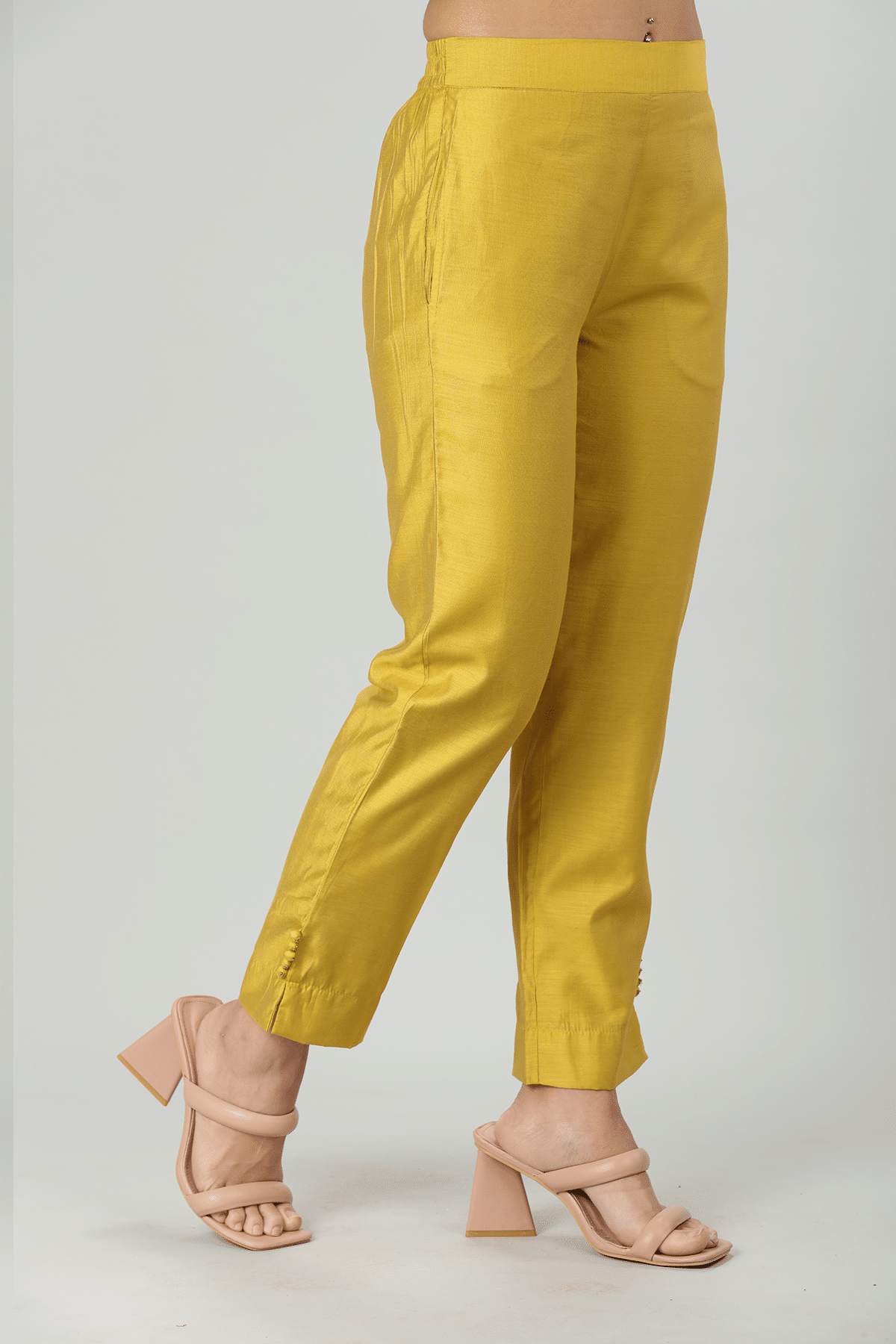 Solid Yellow Palazzo Pants For Woman