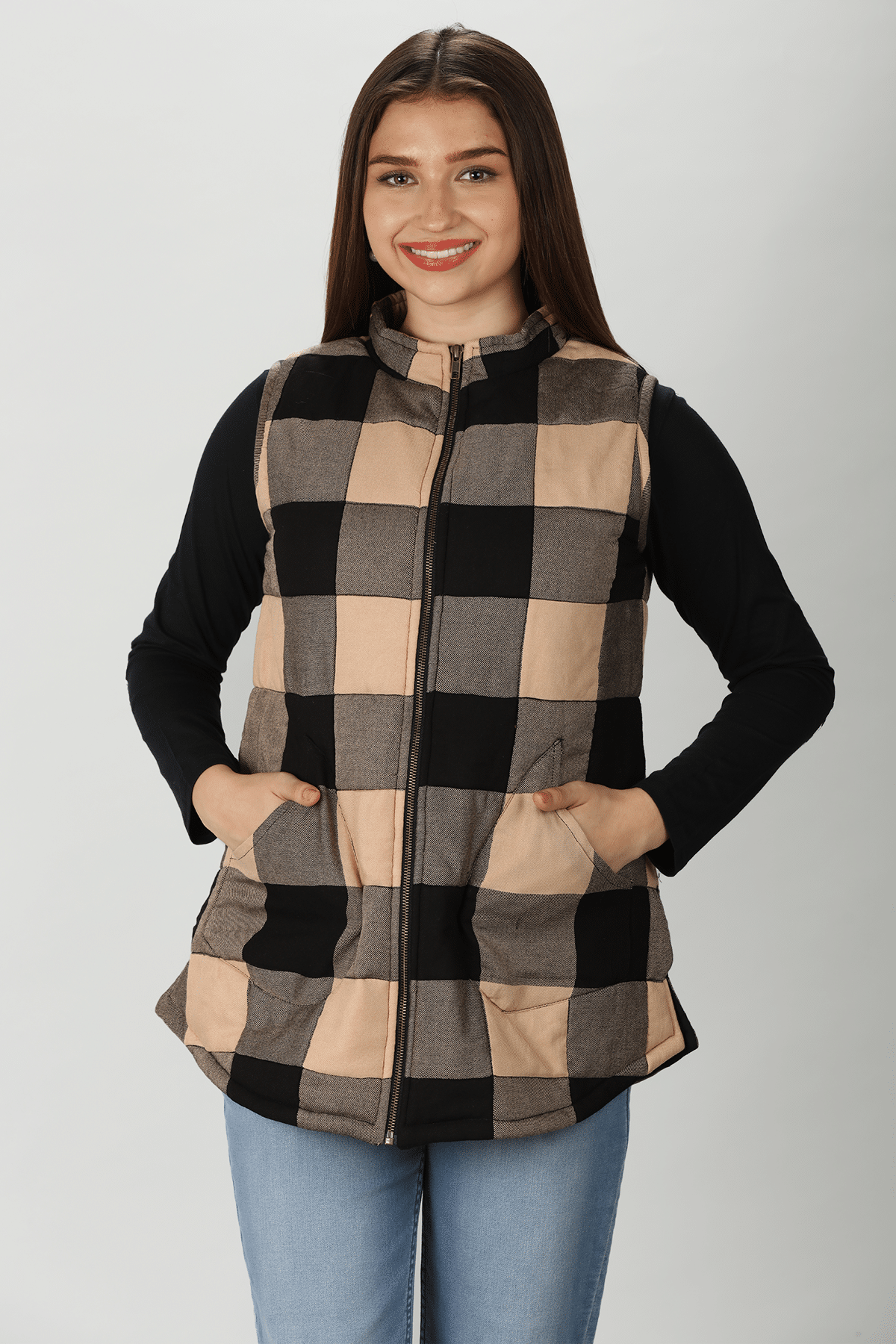 Brown Sleeveless Jacket Women