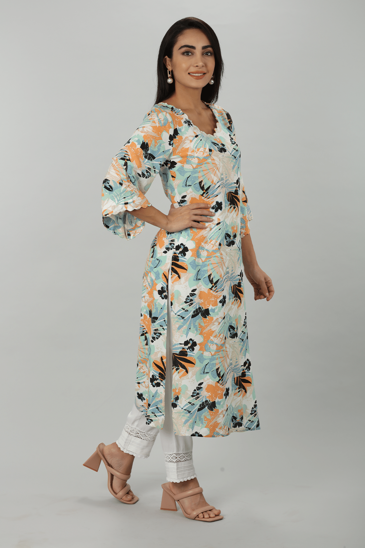 Printed Blue Kurta For Women