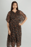 Printed Brown Kaftan Dress