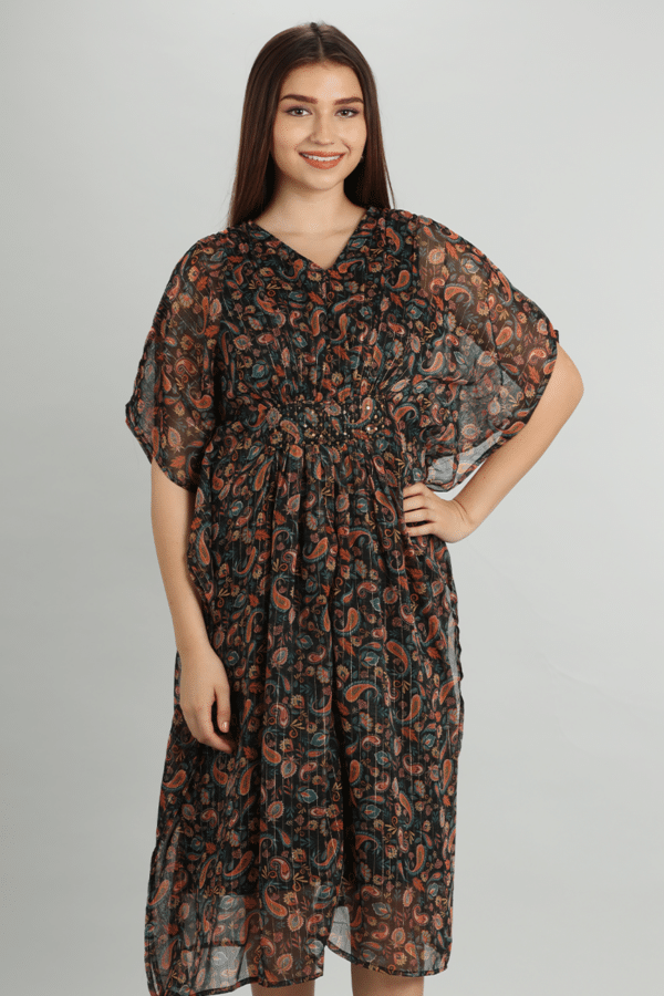 Printed Brown Kaftan Dress