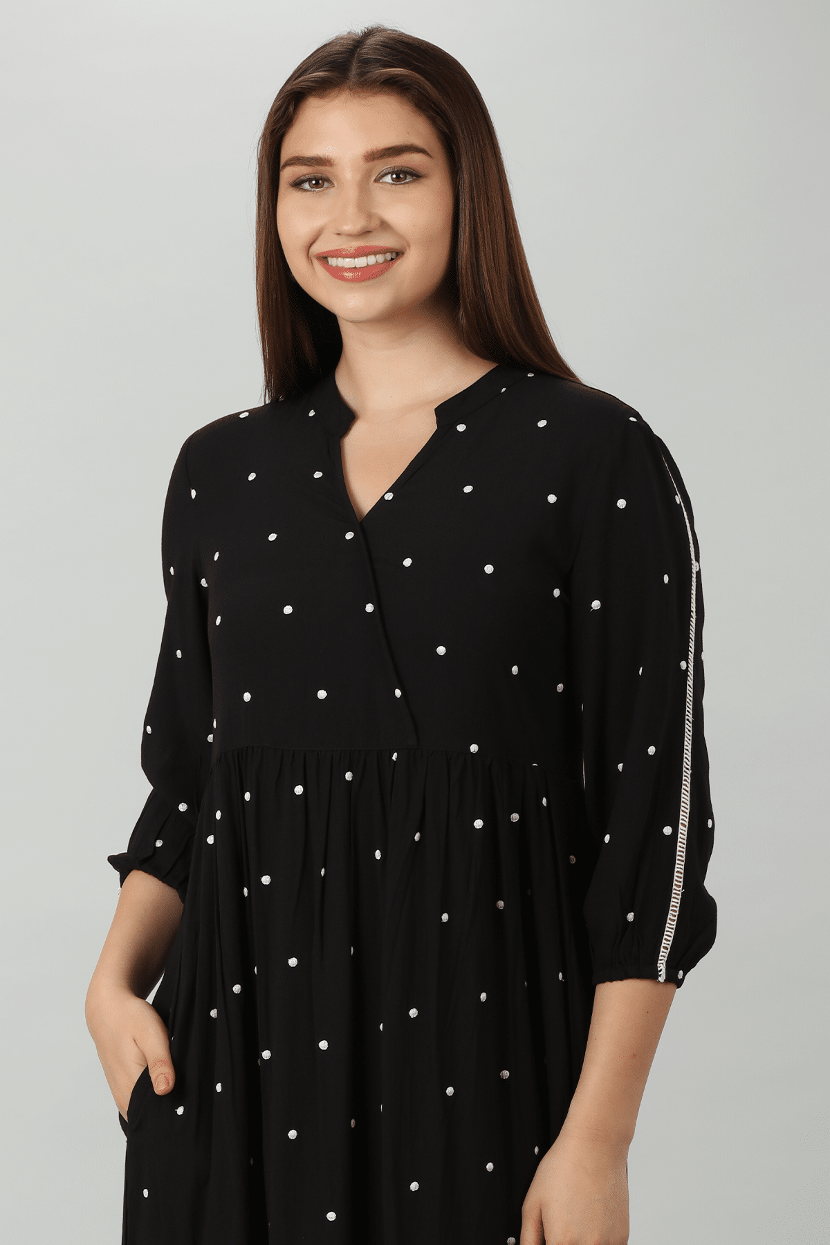 Polka Dot Dress Black For Women