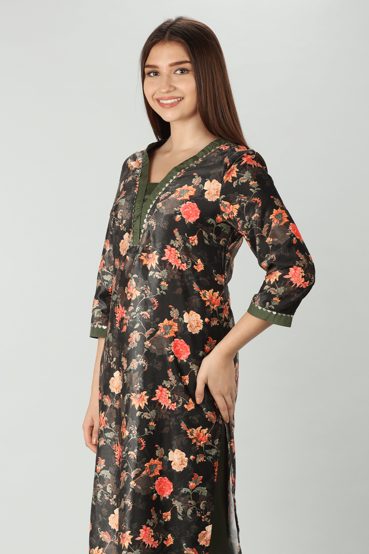 Dark Charcoal Kurta For Woman