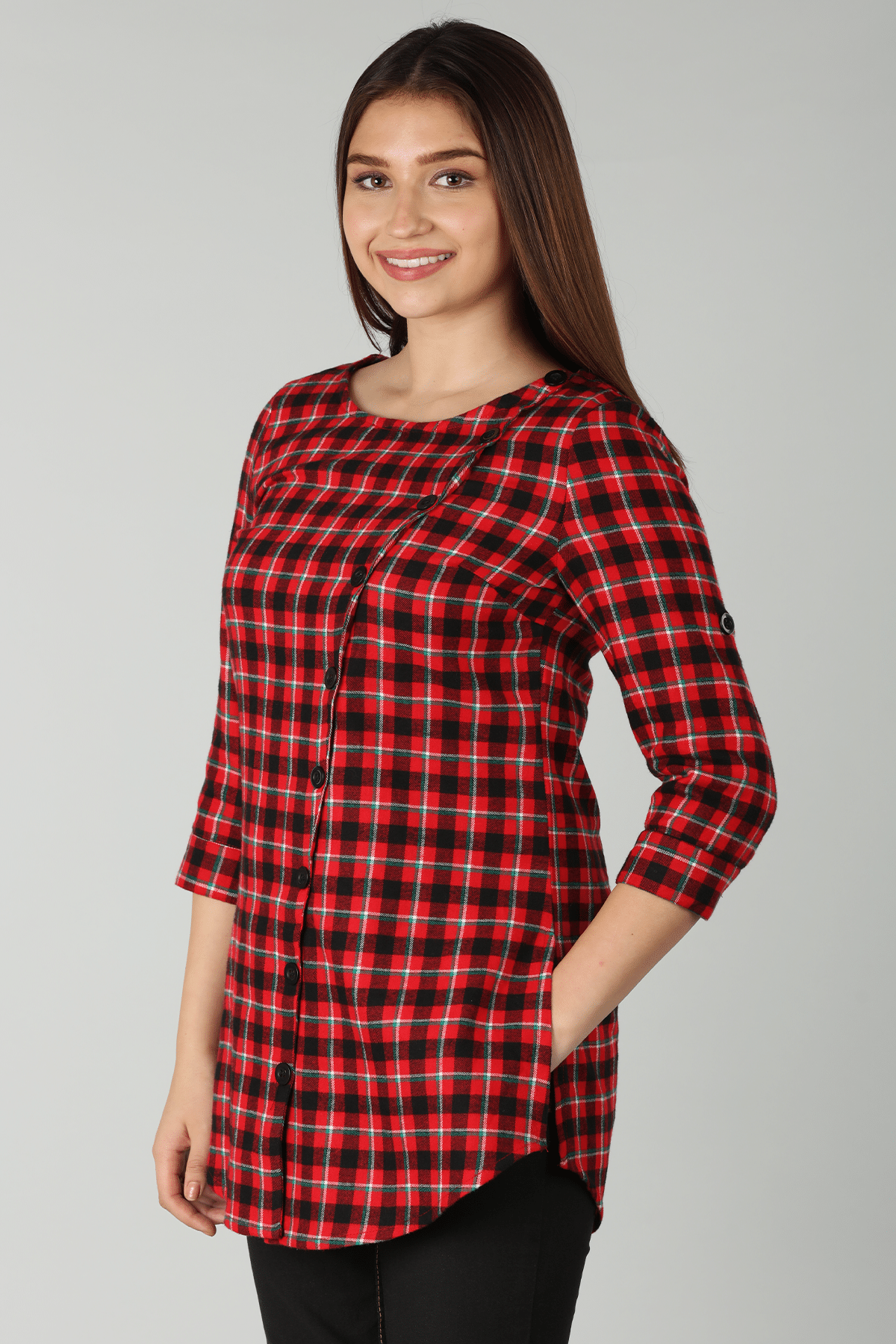 Checks Red Top For Women