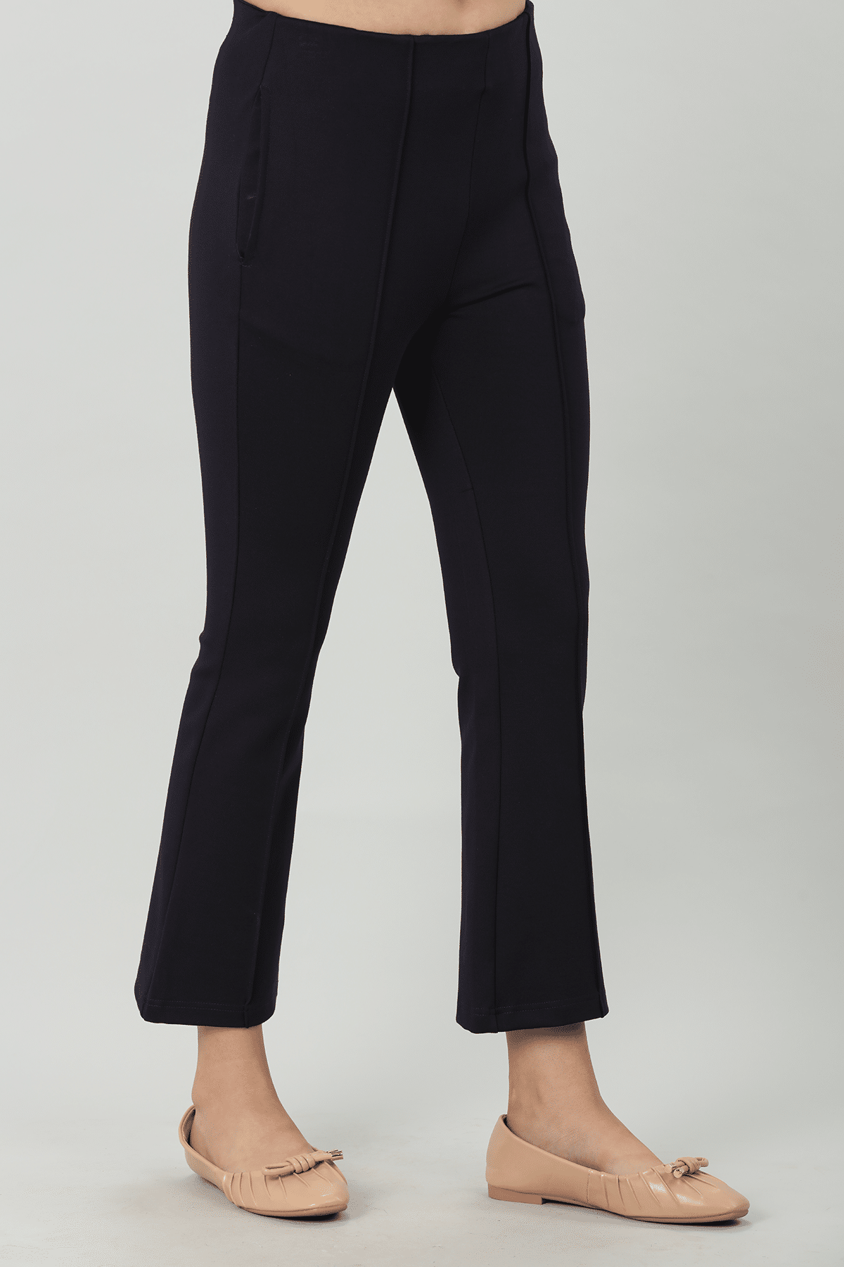 Charcoal Black Solid Pants For Ladies
