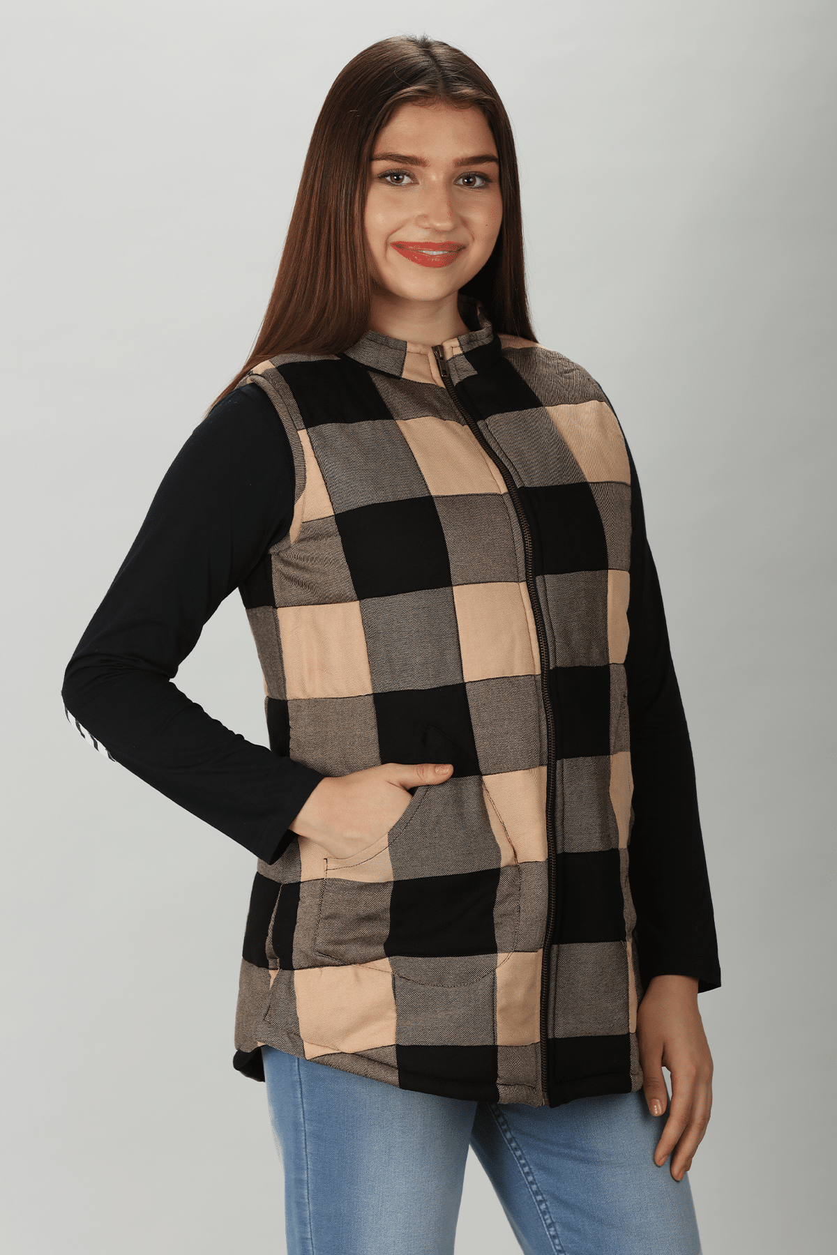 Brown Sleeveless Jacket Women