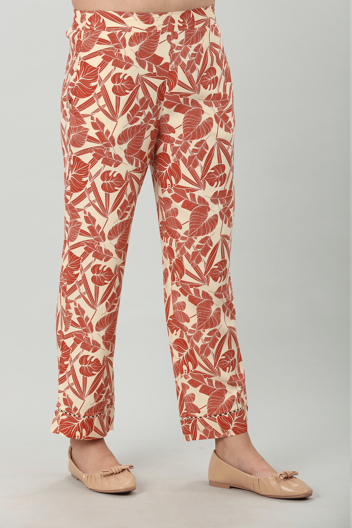 Printed Orange Co Ord Pant For Woman