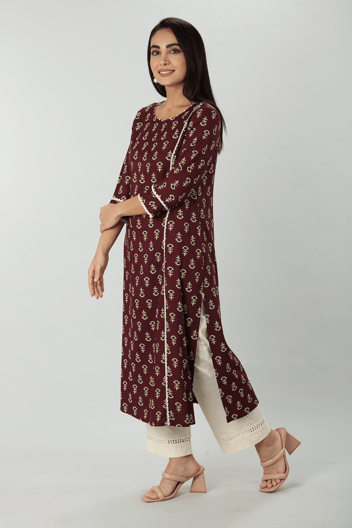Printed Brown Kurtis For Women
