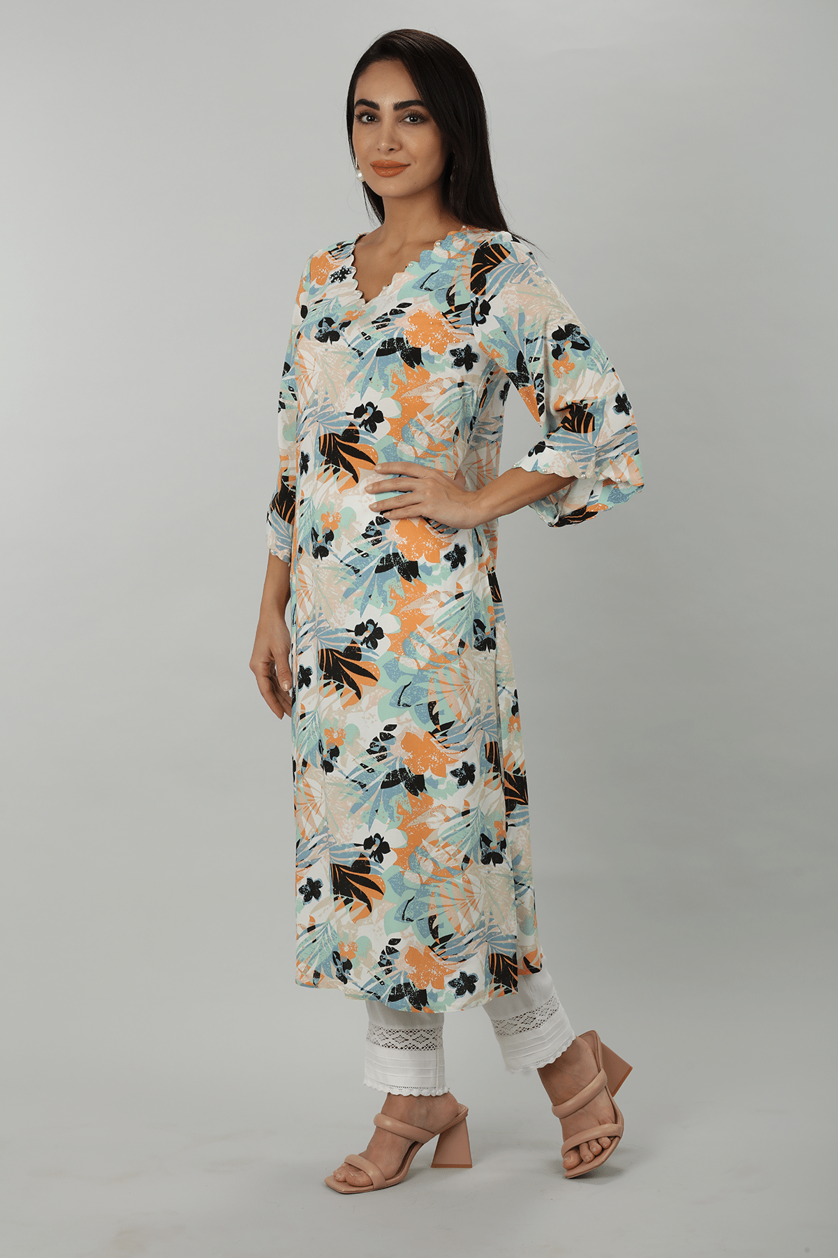 Printed Blue Kurta For Women