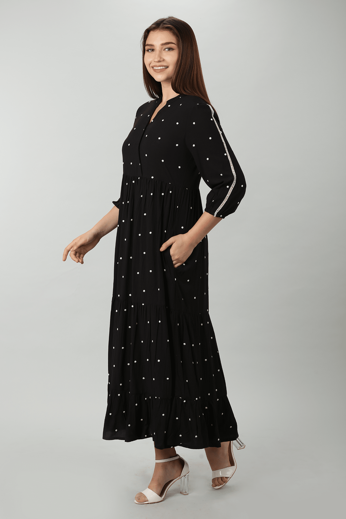 Polka Dot Dress Black For Women