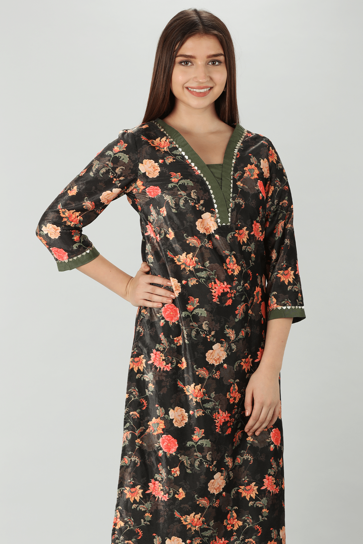 Dark Charcoal Kurta For Woman