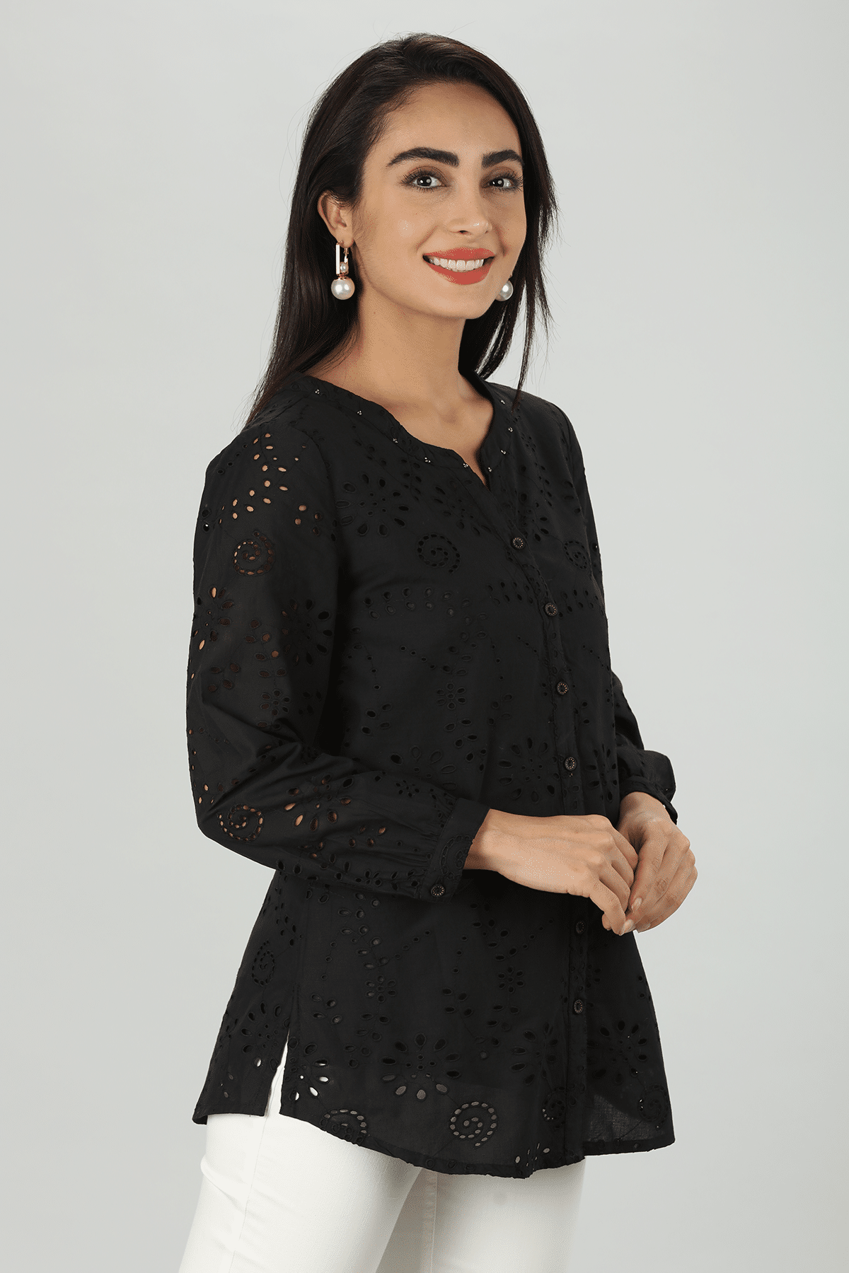Black Embroidered Top Online